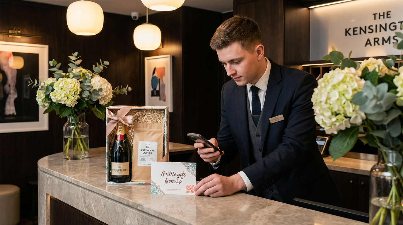 Gift bag drop at a hotel reception