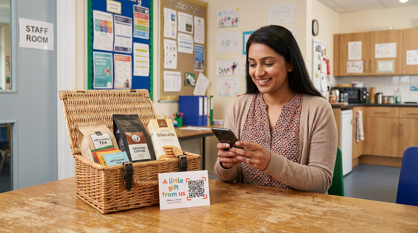 Hamper in a school staff room
